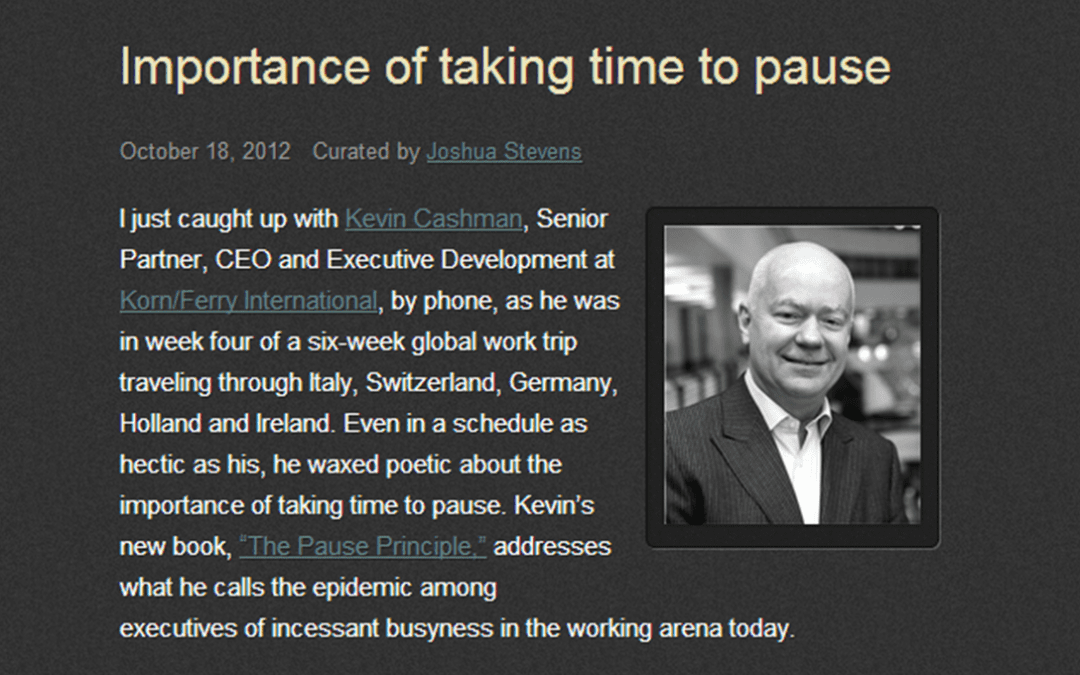 Importance of Taking Time to Pause